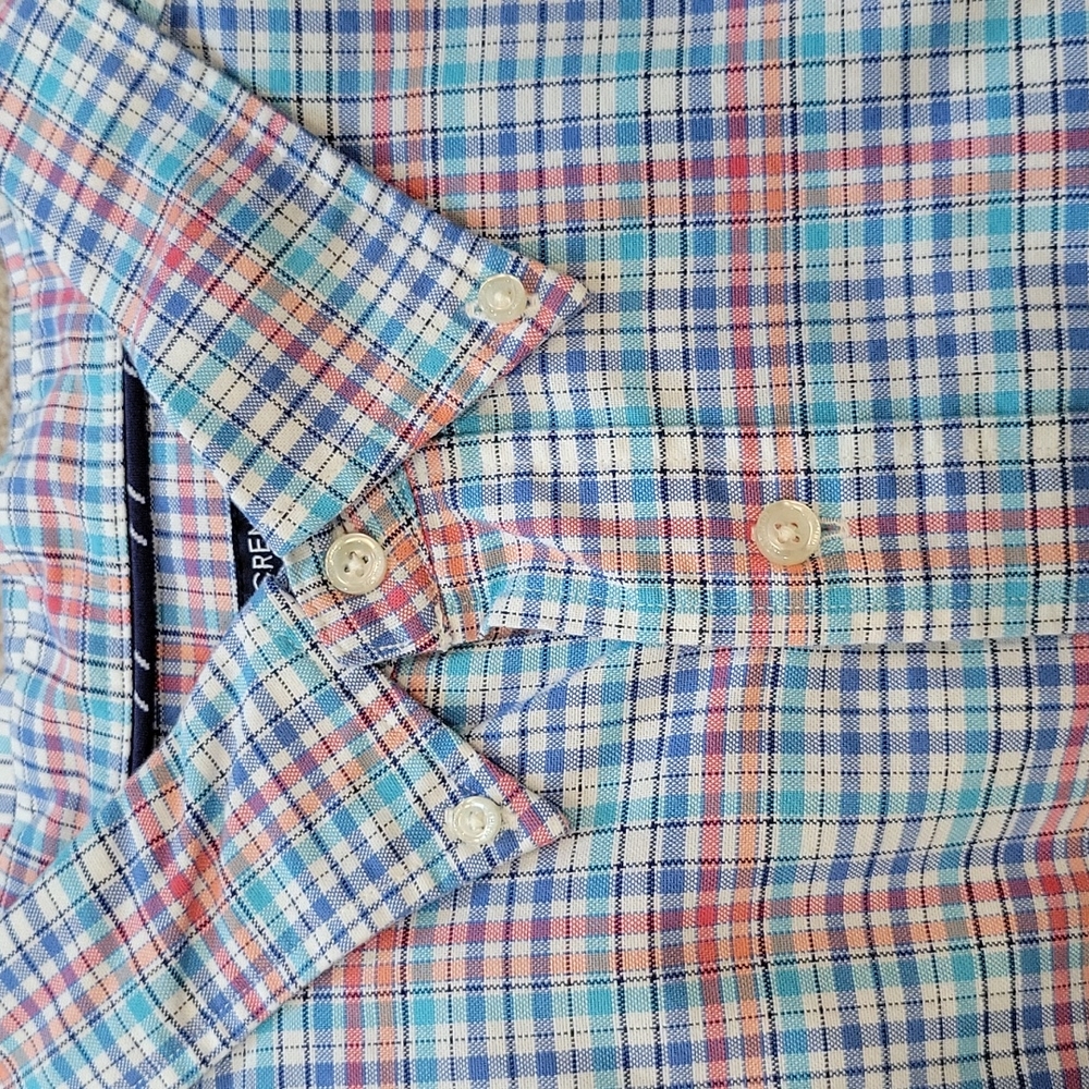 Cremieux NWOT Shirt 2XT Plaid White Blue Red Long Sleeve PTP 27”